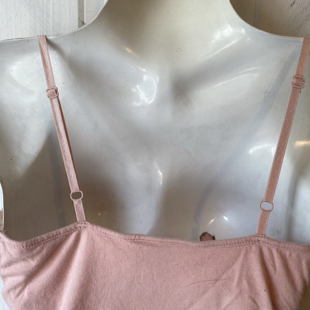 VTG Expess Women S Cami Built-In Bra Cotton Tank Top Adjustable Strap Pink Sexy - Picture 6 of 7